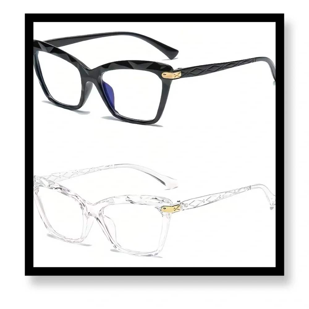 (New in Package) 2 PC Stylish Black and Clear Glasses